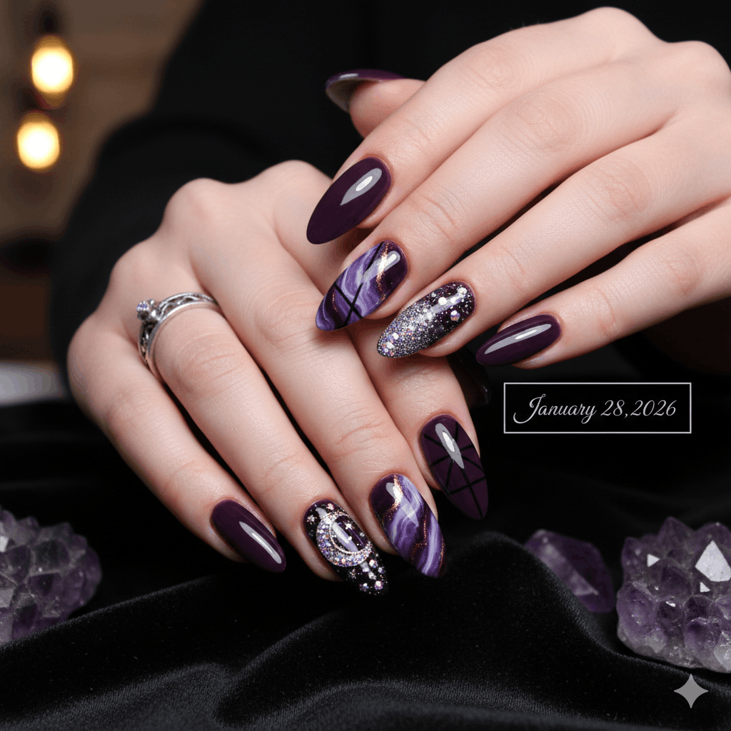 Lila Nägel Motive Nailart Nailart Dunkellila