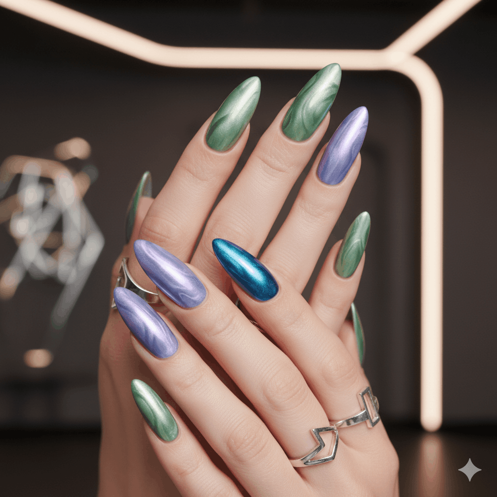 Nageldesign winterlich Nageldesign Januar 2026 Frozen Nudes & Icy Tones