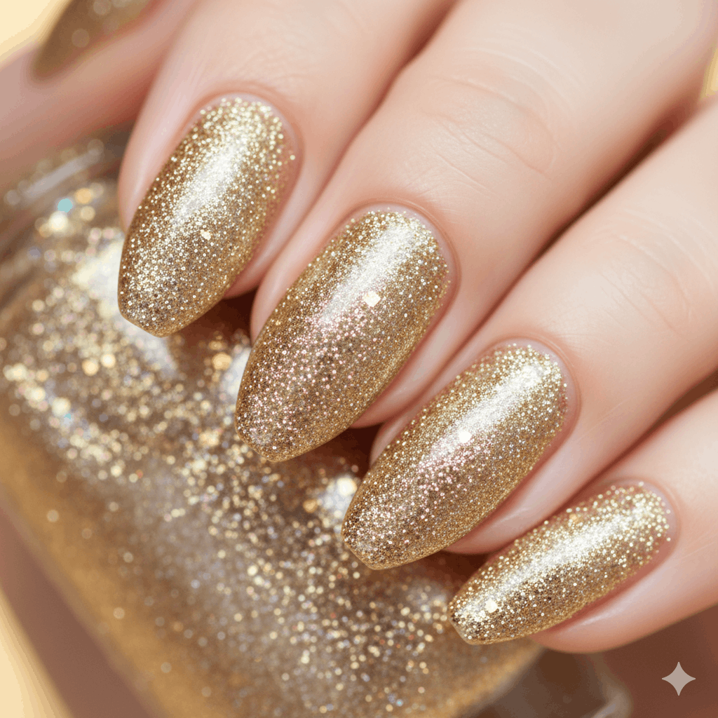 Nageldesign Gold Glitzer Ideen 2026