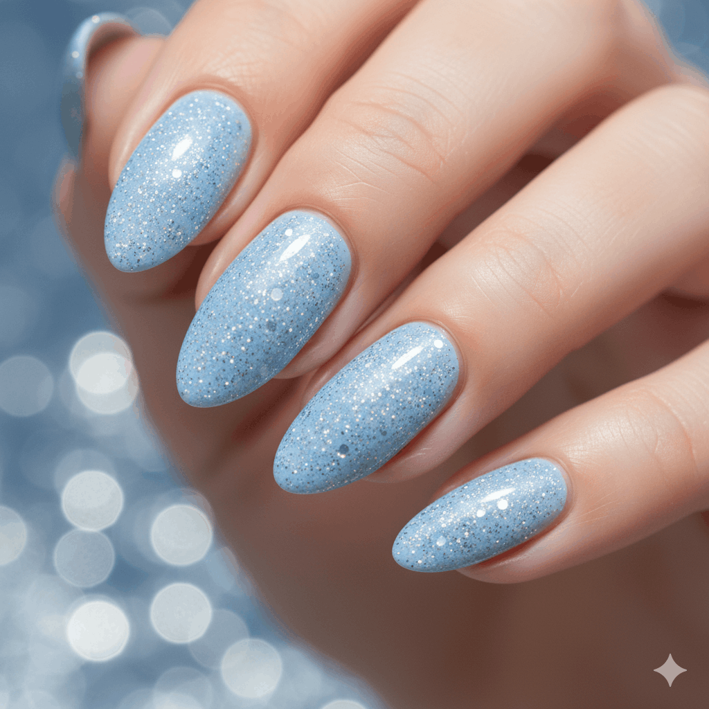 Nageldesign Hellblau Glitzer Ideen 2026