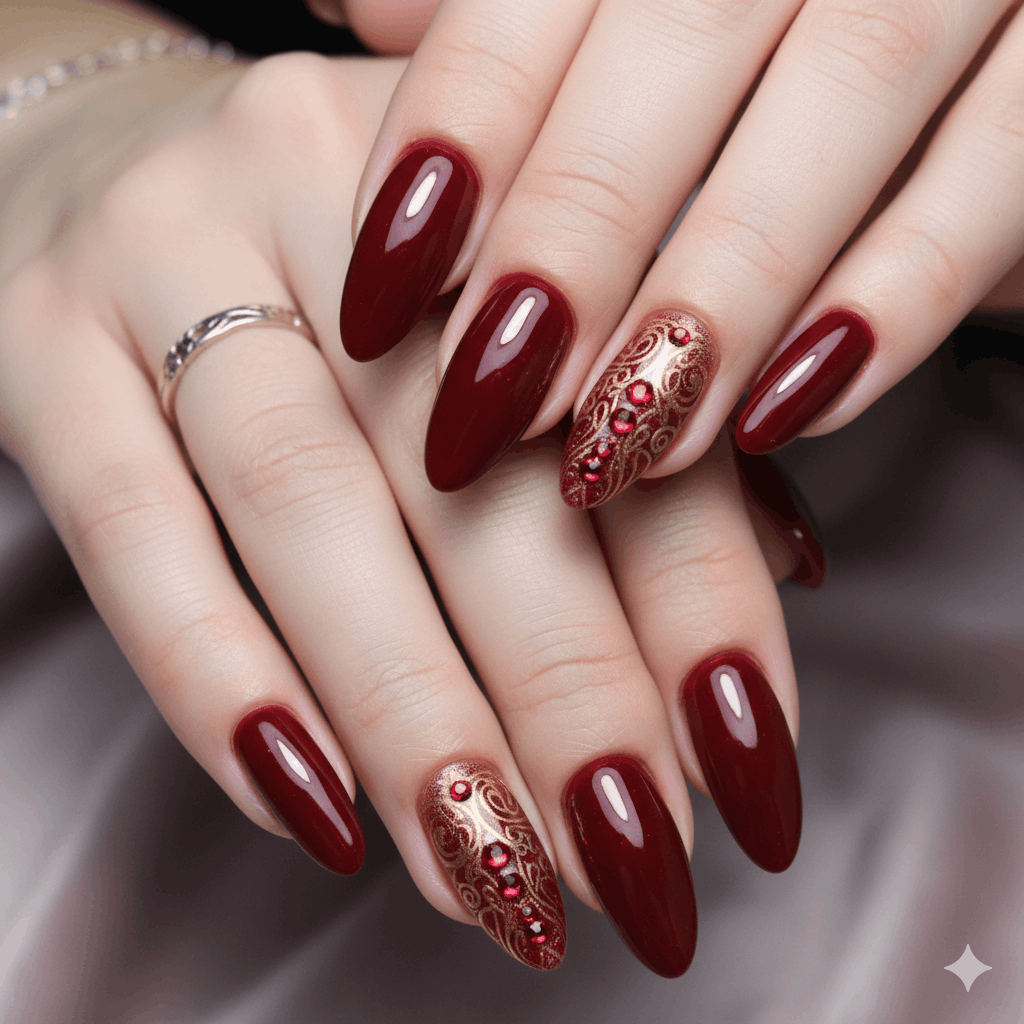 Nageldesign Ideen in Weinrot