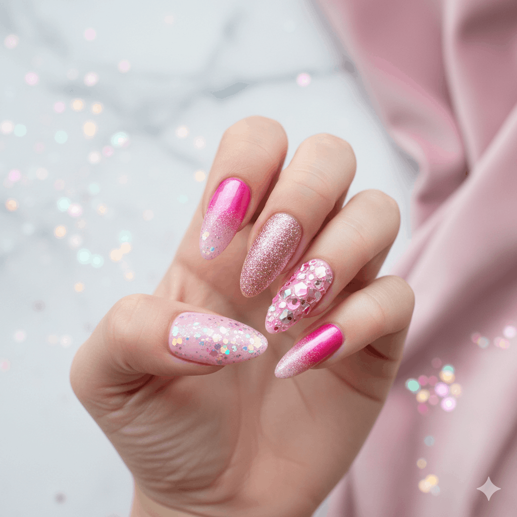 Nageldesign Pink Glitzer Ideen 2026