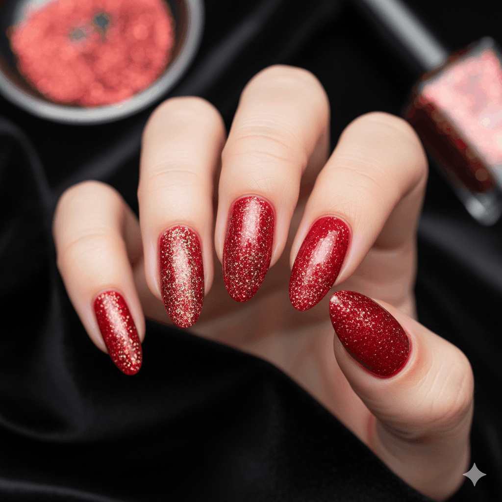 Nageldesign Rot Glitzer Ideen 2026 Die schönsten Looks für funkelnde Nägel