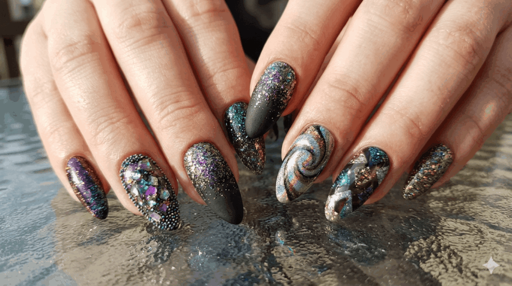 Nageldesign ausgefallen Glitzer Ideen 2026