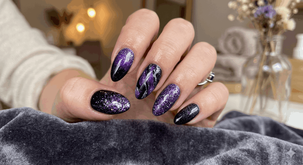 Nailart lila schwarz Glitzer – Die schönsten Ideen und Trends 2026