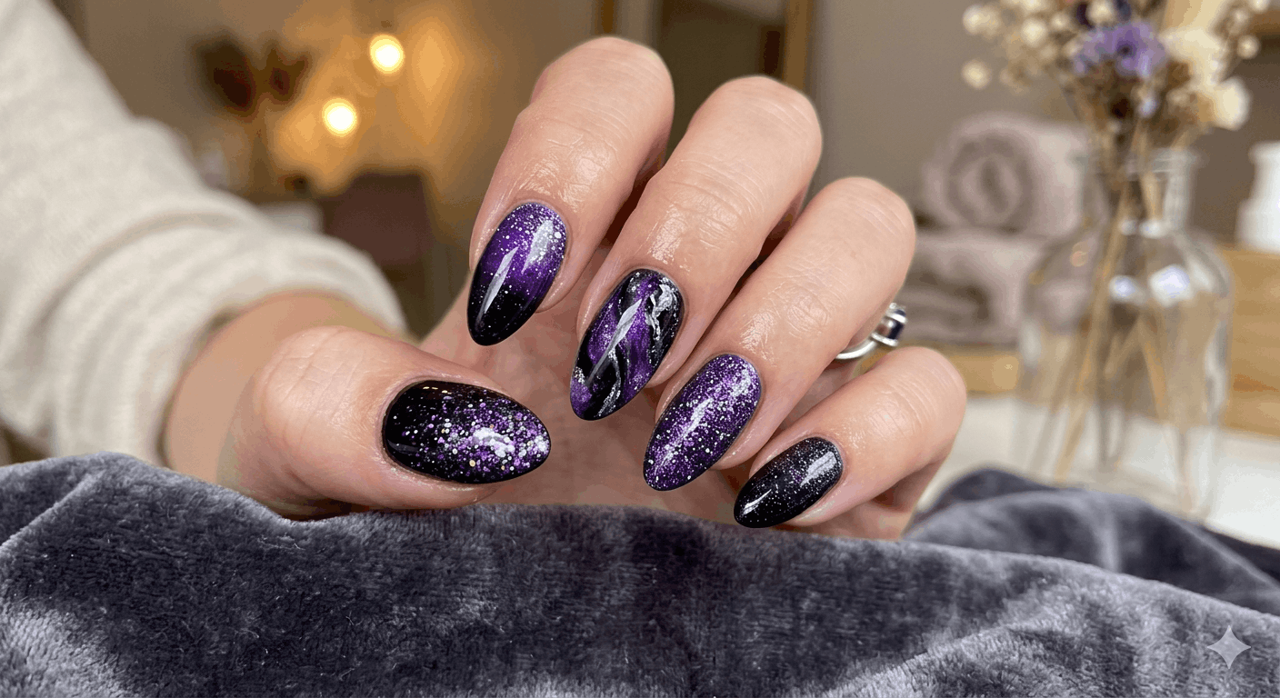 Nailart lila schwarz Glitzer – Die schönsten Ideen und Trends 2026