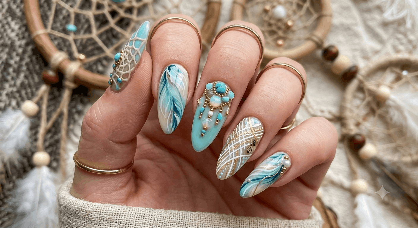 Nageldesign Traumfänger Ideen 2026 kreative, spirituelle und moderne Nail-Art Inspiration
